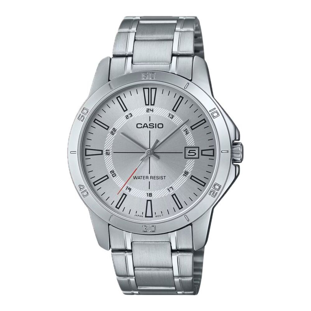 Casio Men’s Silver Dial Stainless Steel Bracelet Watch – Casio MTP‑V004D‑7CUDF